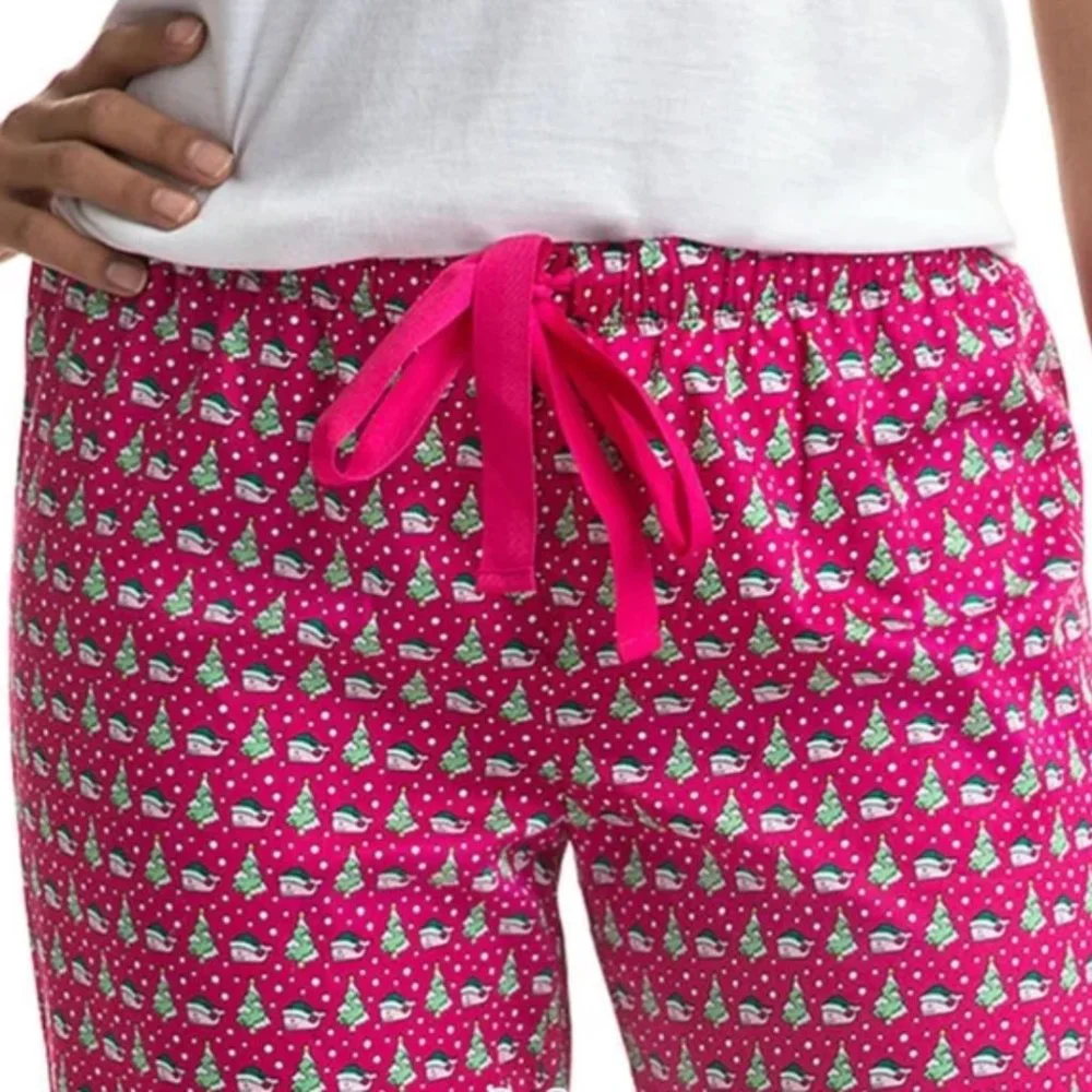 Vineyard Vines Women's Winter Santa Whale Holiday Tree Lounge Pant Size S